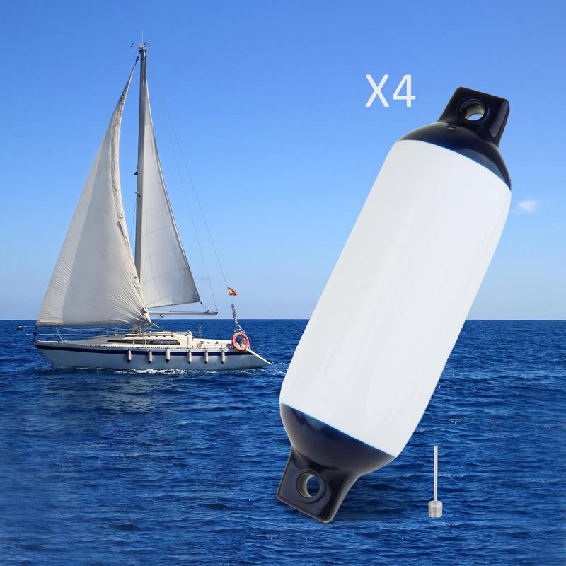 Boat Inflatable Bumpers Fenders PVC for Sailboats Mooring Cushioning Fishing Boats, 6 Set Boat Fender Buoy Yacht Docking Mooring