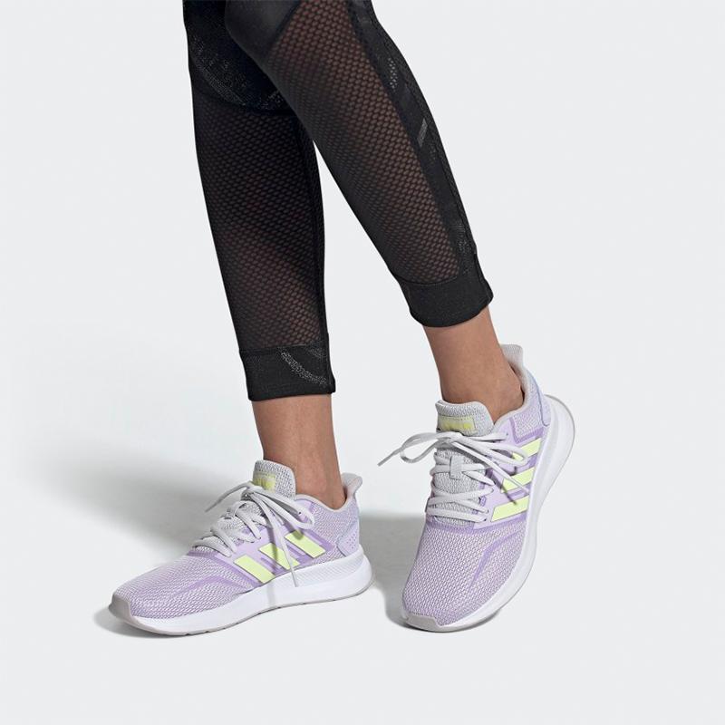 Adidas Neo Runfalcon Vintage Mesh Slip Resistant Low top Casual Running Shoes Women's Light Purple Yellow EG8632