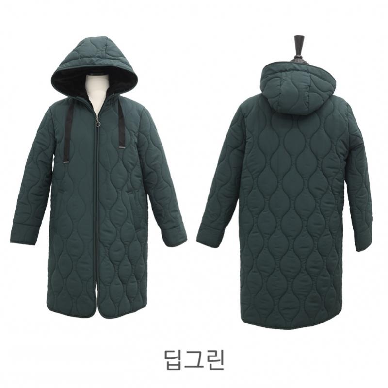 Shiz Madam Women S Water Droplet Quilted Mink Fur Hood Long Coat J31763
