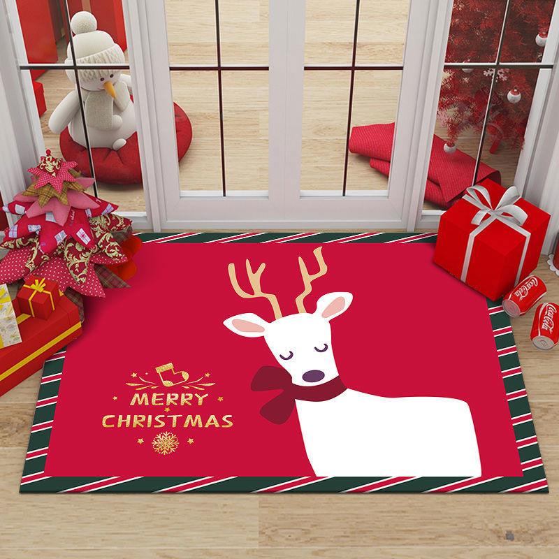 Merry Christmas Entrance Door Mat Christmas Tree Santa Claus Print Carpet Home Decor Living Room Rug Bathroom Non-slip Floor Mat