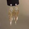 Retro Flower Leaf Fringed Earrings Niche Light Luxury High-end Earrings Fashion Personality Exaggerated Temperament Earrings Women