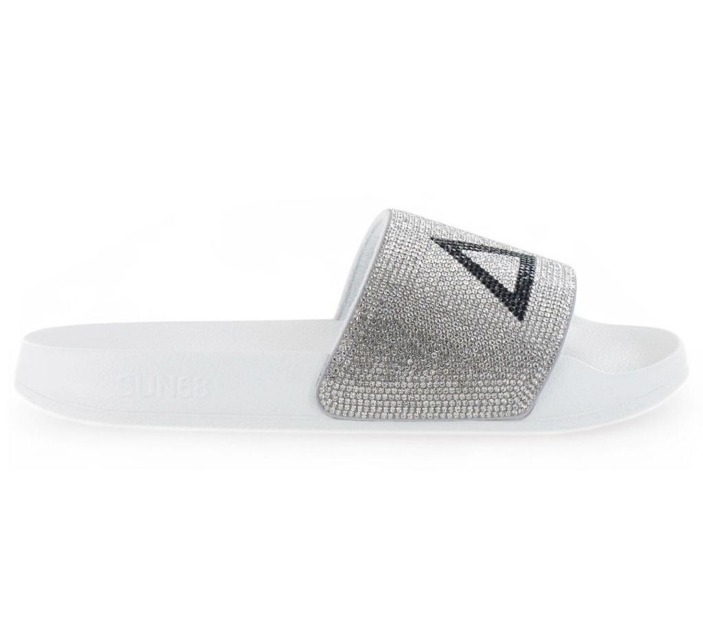 SUN68 Slippers LOGO STRASS - Damen Sandalen Pantoletten Slides Badesandalen X35205-01 ORIGINAL