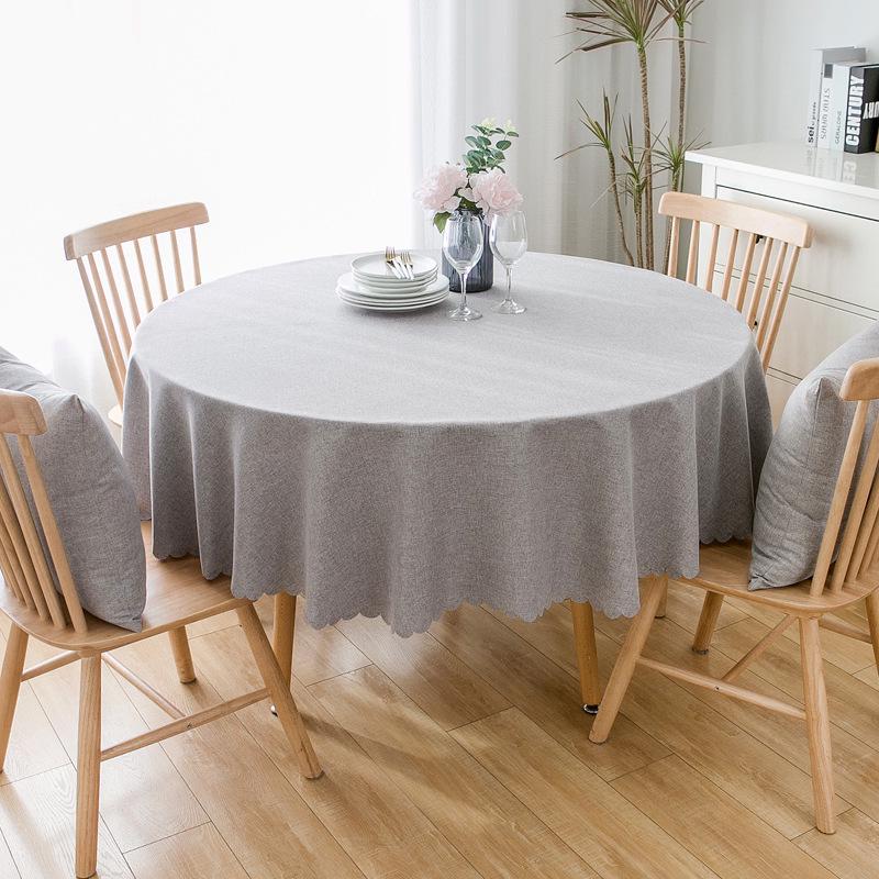 Waterproof Oil-Proof Solid Color Round Tablecloth for Dining, Hotel, and Home