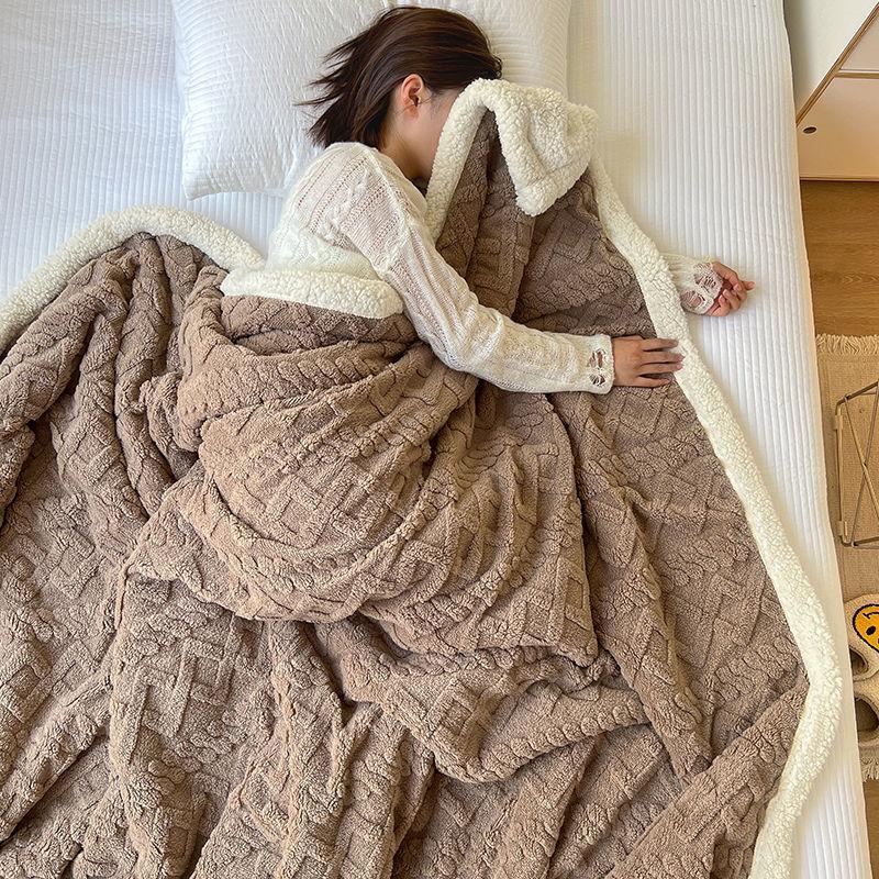 Lamb wool blanket Scottish style plaid printed nap blanket, autumn and winter office lunch break air conditioner blanket