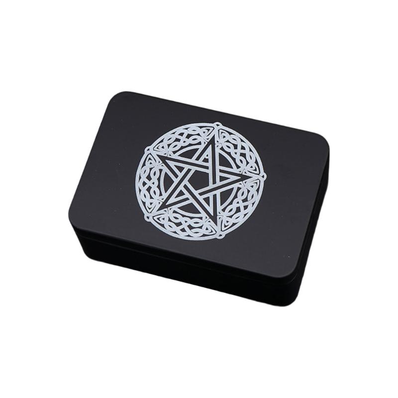 Game Card Box Astrology Trinkets Box Metal Card Storage Case Container for Fortune Telling, Witches