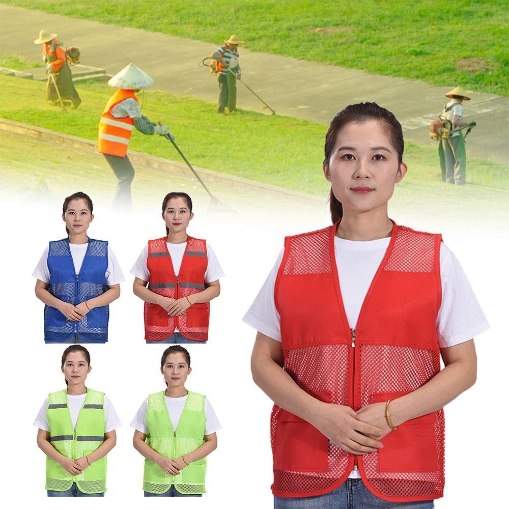 

Сетчатый жилет с V-образным вырезом Обычный/Со светоотражающими полосами Прозрачный жилет Мероприятия на открытом воздухе XXXL-Red Ordinary