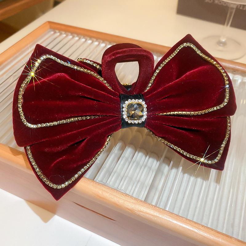 oversized bow mesh multi-layer pearl feather hairpin elegant spring clip fashion temperament versatile hair accessories