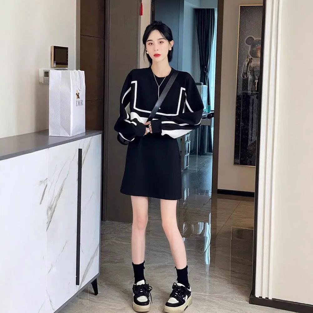 

2024 Весна/Осень Похудение Большой Размер Женское Платье Имитация Двойки XXL