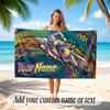 Motorcycle Biker Theme Quick Dry Beach Towel Custom Name Text Print Large Sand Resistant Towel Beach Vacation