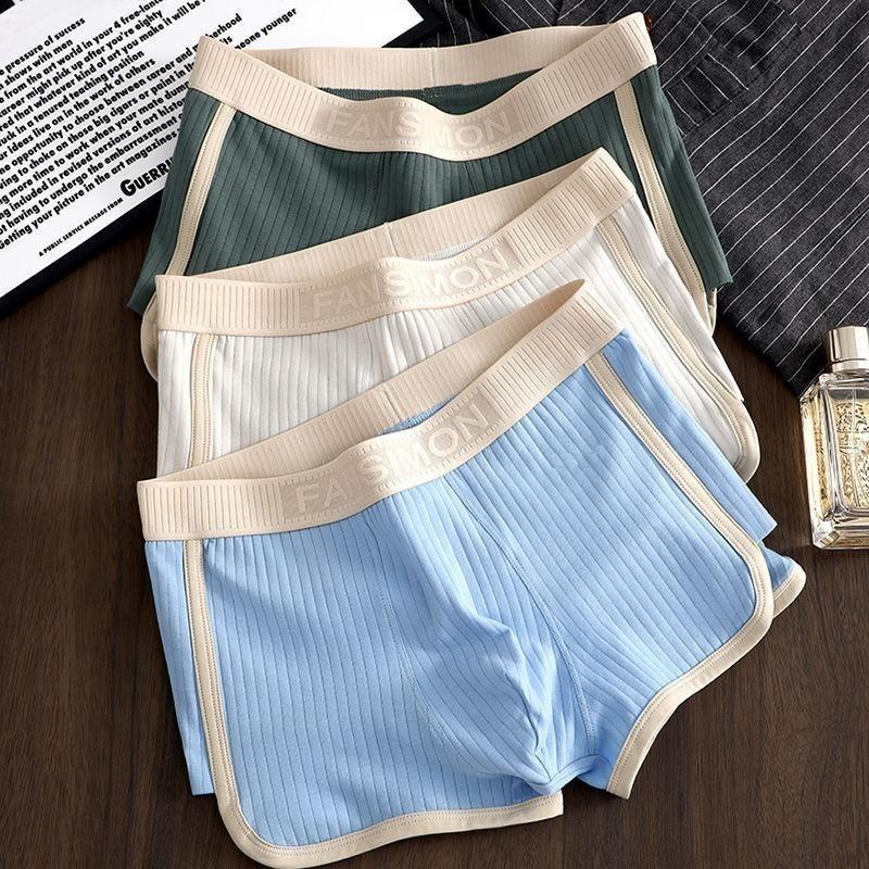 Men's Retro Style Cotton Boxer Panties, Soft and Breathable with Striped Design