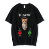 El Gato Is Calling Meme Sad Crying Cat Munchkin Kitty Meme T Shirt Fashion Short Sleeves Oversized T-shirt Streetwear Unisex