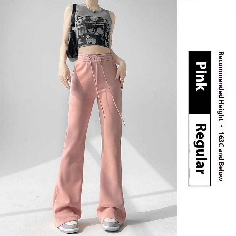 

Микро-расклешенные спортивные брюки женские осенние женские 2024 повседневные брюки-подковы с высокой талией свободные и тонкие спортивные брюки XL розовый