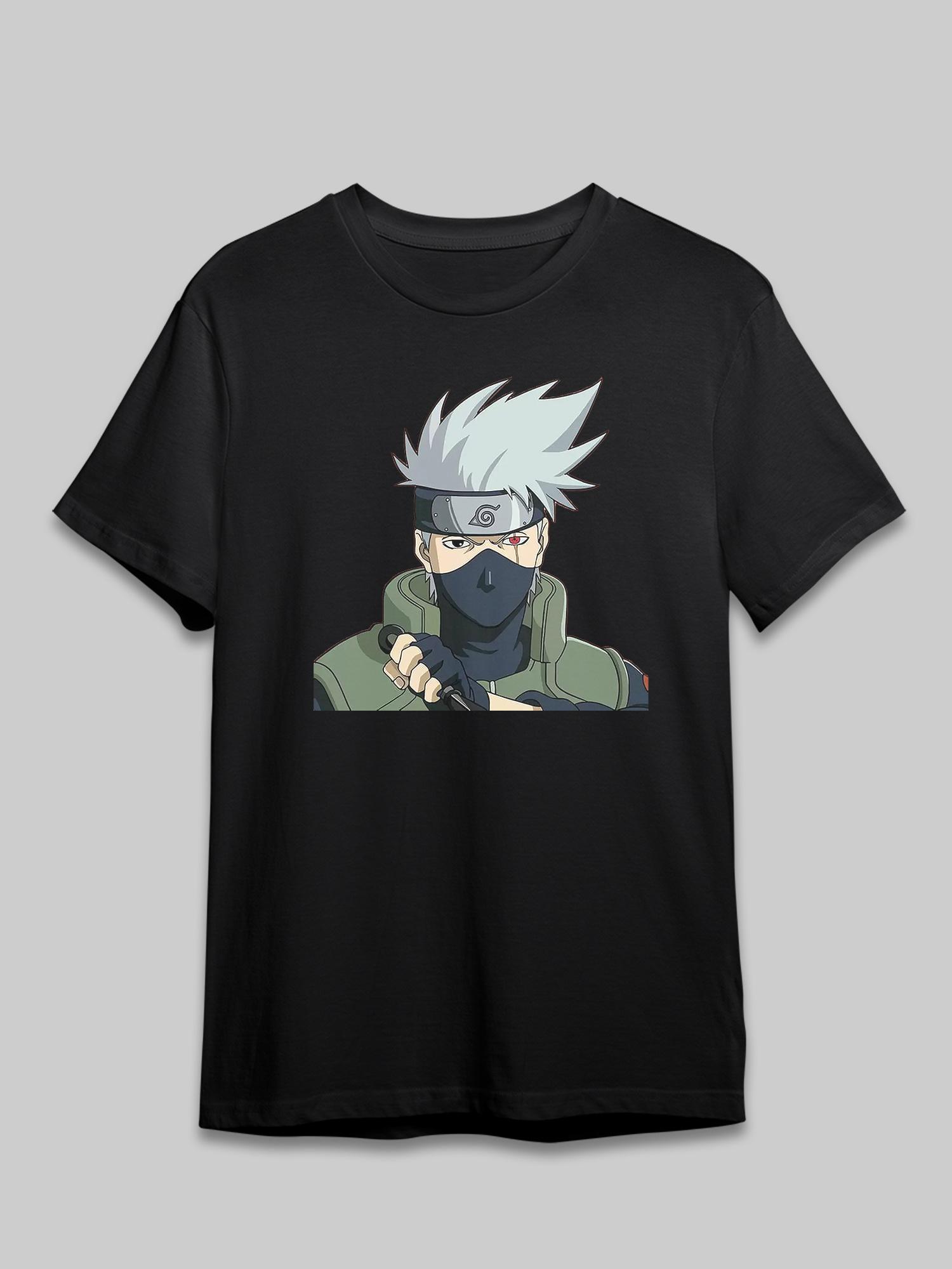 

Naruto Kakashi Writing Wheel Eye Style Tshirt Anime Pattern Printed Short Sleeve Fashion High Quality Trendy Cotton Top 3XL