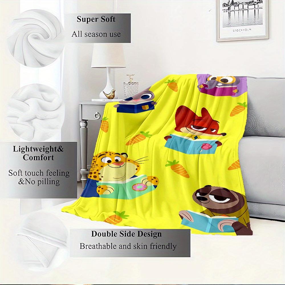 1pc Flannel Cartoon Animal Reading Pattern Small Coverlet for Bed, Suitable for Ation, Soft and Comfortable, Suitable for Sofa Blanket