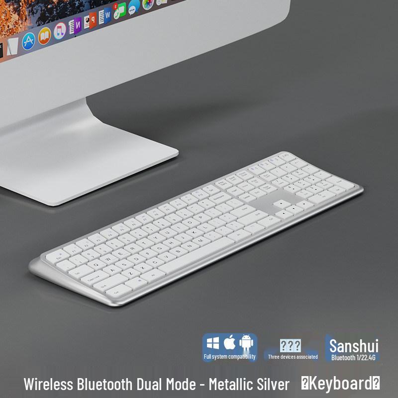 Silent Bluetooth Wireless 2.4G Ergonomic Curved Keyboard for Office