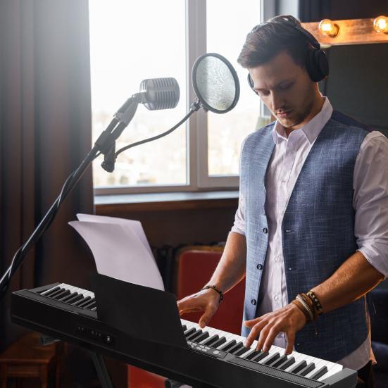 Electronic Keyboard Piano 88 Key Keyboard, Electric with Full Size Semi Weighted Keys, Sustain Pedal, Power Supply, Stand, Carrying Case, Headphone