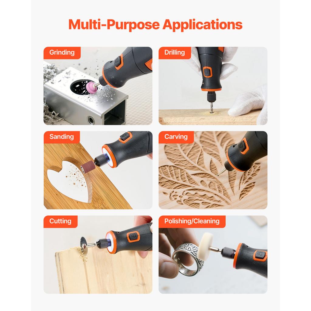 SucceBuy 73-Piece Cordless Rotary Tool Kit 5-Level Speed 7000-20000 RPM Multi-Purpose DIY Tools for Engraving Sanding Polishing