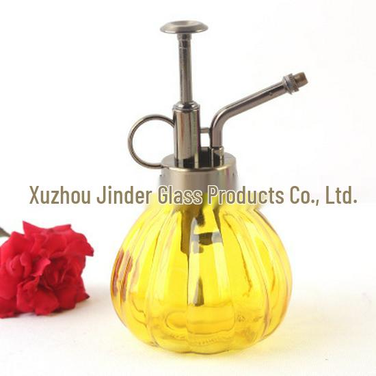 Creative Hand-Pressure Glass Watering Sprayer with Colored Transparent Pumpkin Design