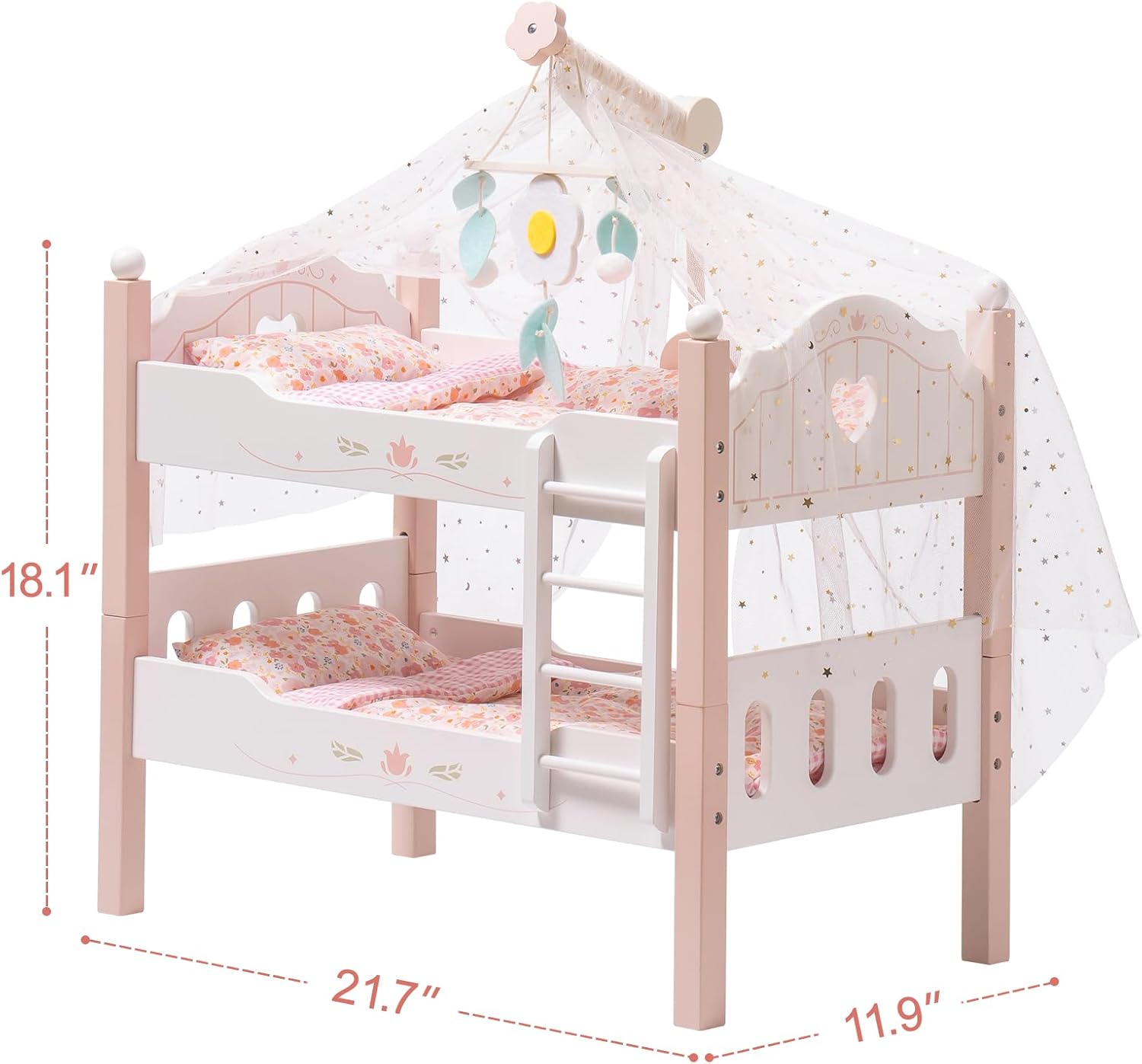 

Robotime Robud Детская кукла Двухъярусная кровать для кукол 18 дюймов Кукла American Girl Мебель Игрушка с постельным бельем Розовое дерево 2 шт. Кровати розовый
