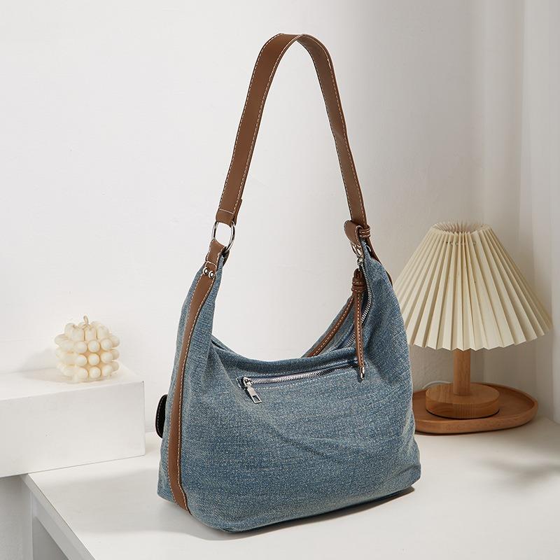 Geantă nouă de damă, geantă tote de navetă la modă de mare capacitate, geantă portabilă din denim, geantă messenger de umăr high-end.