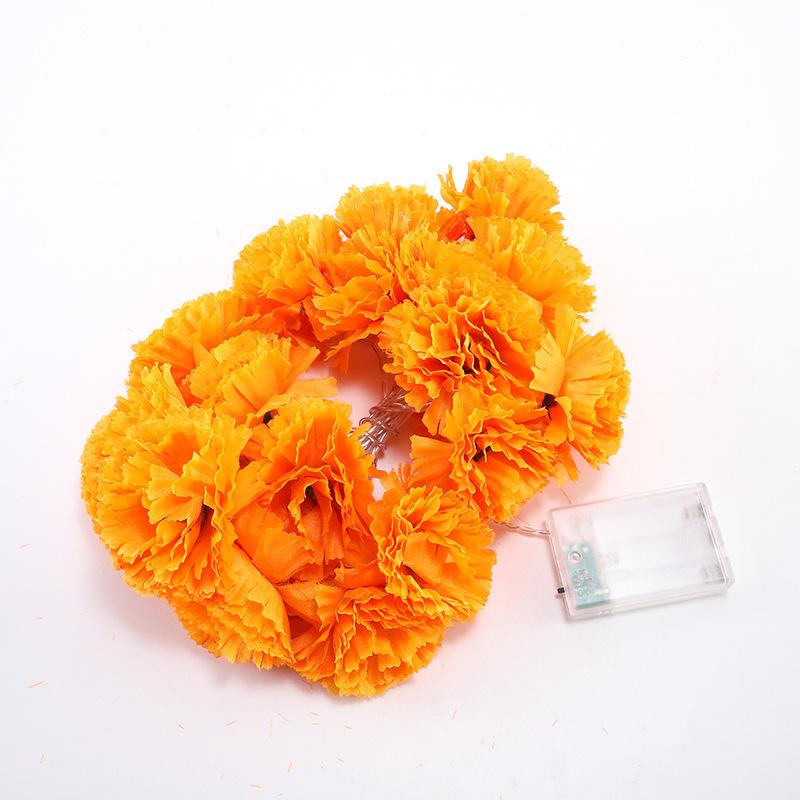 

Halloween Diwali Party 1.5M Garland String Lights Mexican Marigold Artificial Flowers Day Of The Dead Diy Home Outdoor Decor (As shown-32625)-