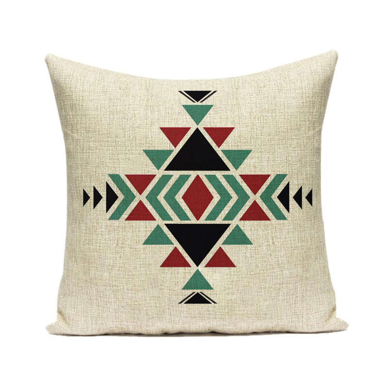 Decorazione Casa Soggiorno Federa in Lino/Cotone Federe per Cuscini Copricuscino con Motivo Geometrico Azteco Boemo