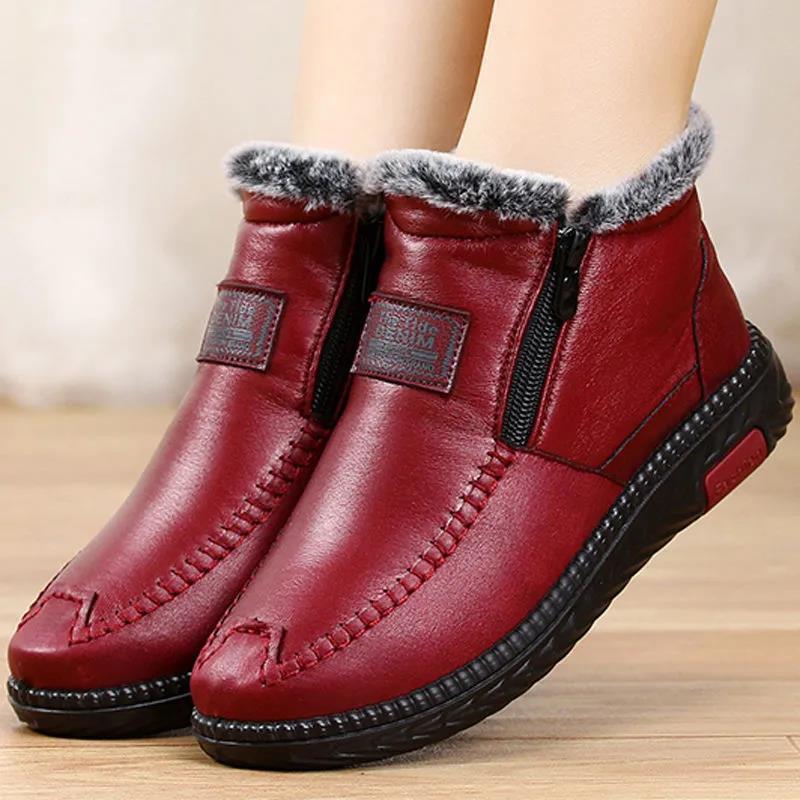 Winter Women's Boots, Old Beijing Cloth Shoes, Women's Cotton Shoes, Plus Velvet, Warm Flat-bottomed Non-slip Snow Boots, Warm Mother Shoes