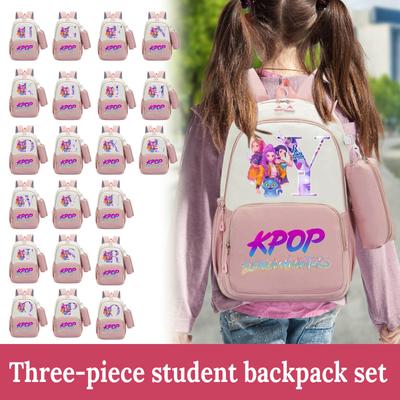 Mochila Estampada Periférica de Filme, Mochila Escolar Estudantil para Campus com Estojo