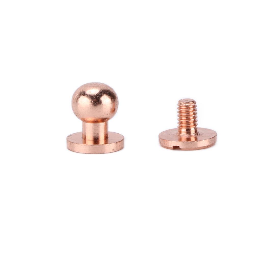 20set Luggage Accessories Rose Gold Brass Rivets Brass Round Head Leathercraft Studs Screwback Screw Button Studs Purse Hardware
