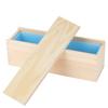 DIY Rose Pattern HandMade Bread Soap Mould Silicone Liner Mold Cake Making Wooden Box(Sky Blue