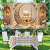 Ramadan Decorations Islamic Crescent Moon Mosque Eid Mubarak Banner Muslim Home Decor Ramadan Kareem Sign Iftar Party Supplies Background Wall