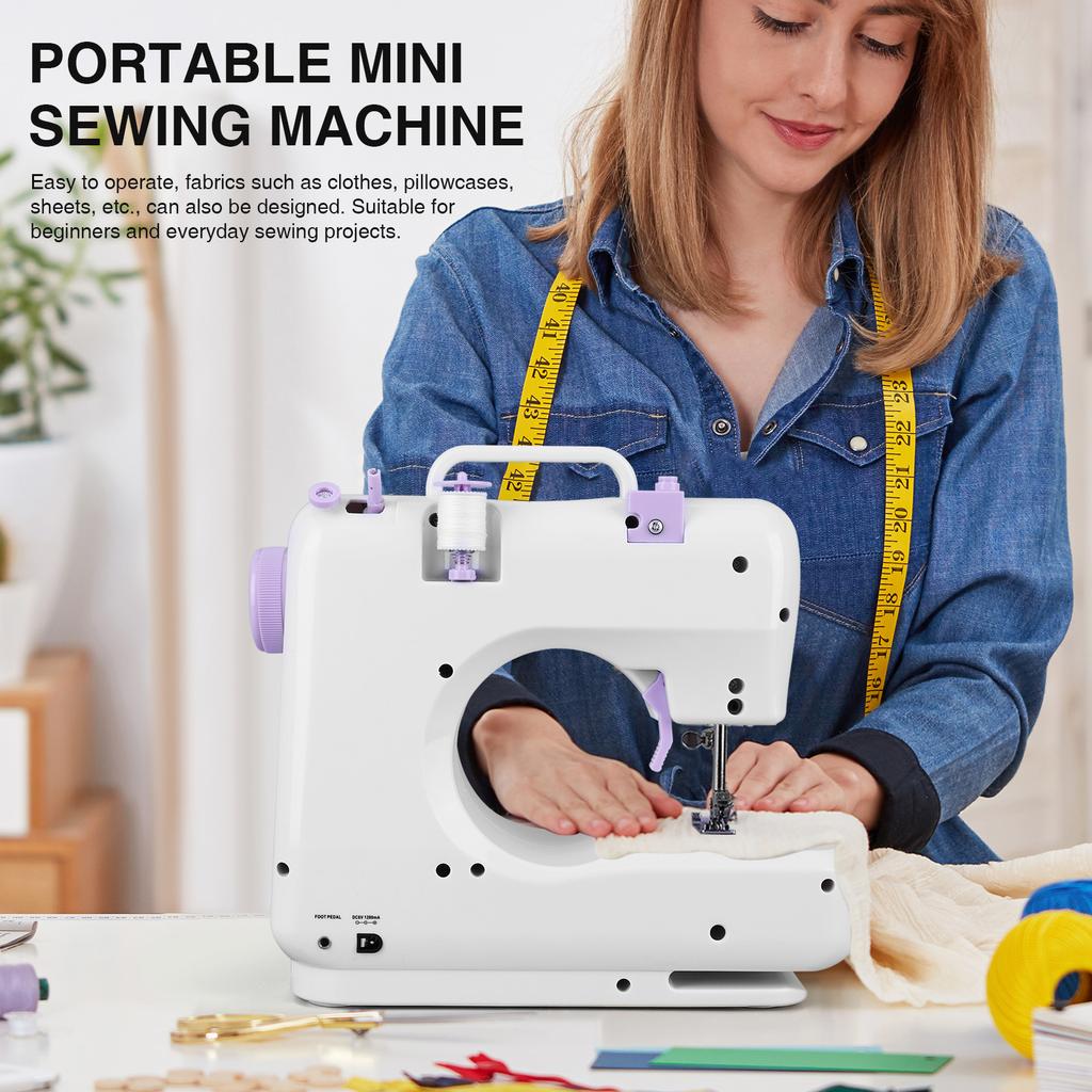 Uk Plug Portable Electric Sewing Machine Built-in 12 Stitches Foot Pedal Household Mini Sewing Machines For Biginners Diy Craft