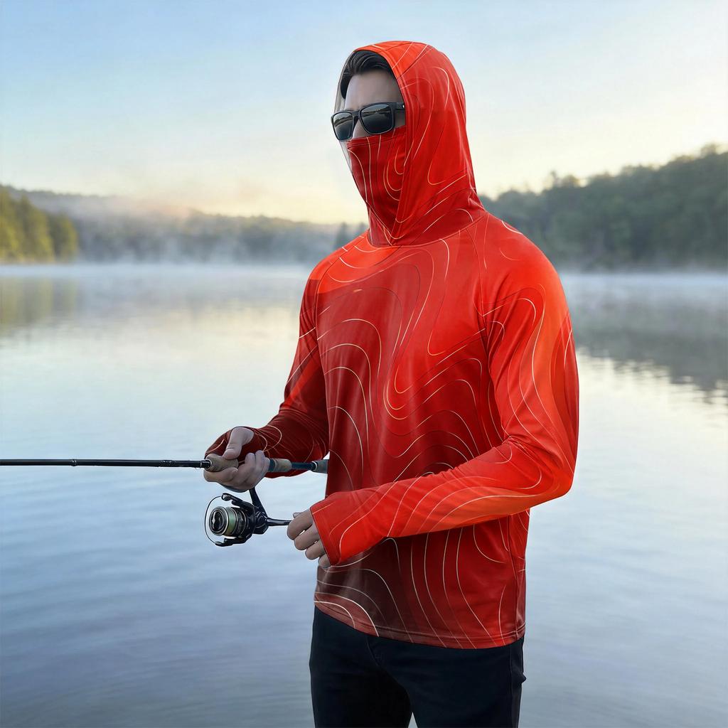 Men's Casual Outdoor Hooded Long Sleeve Sun Protection Shirt Lightweight Breathable Quick Dry Activewear Top for Sports Hiking