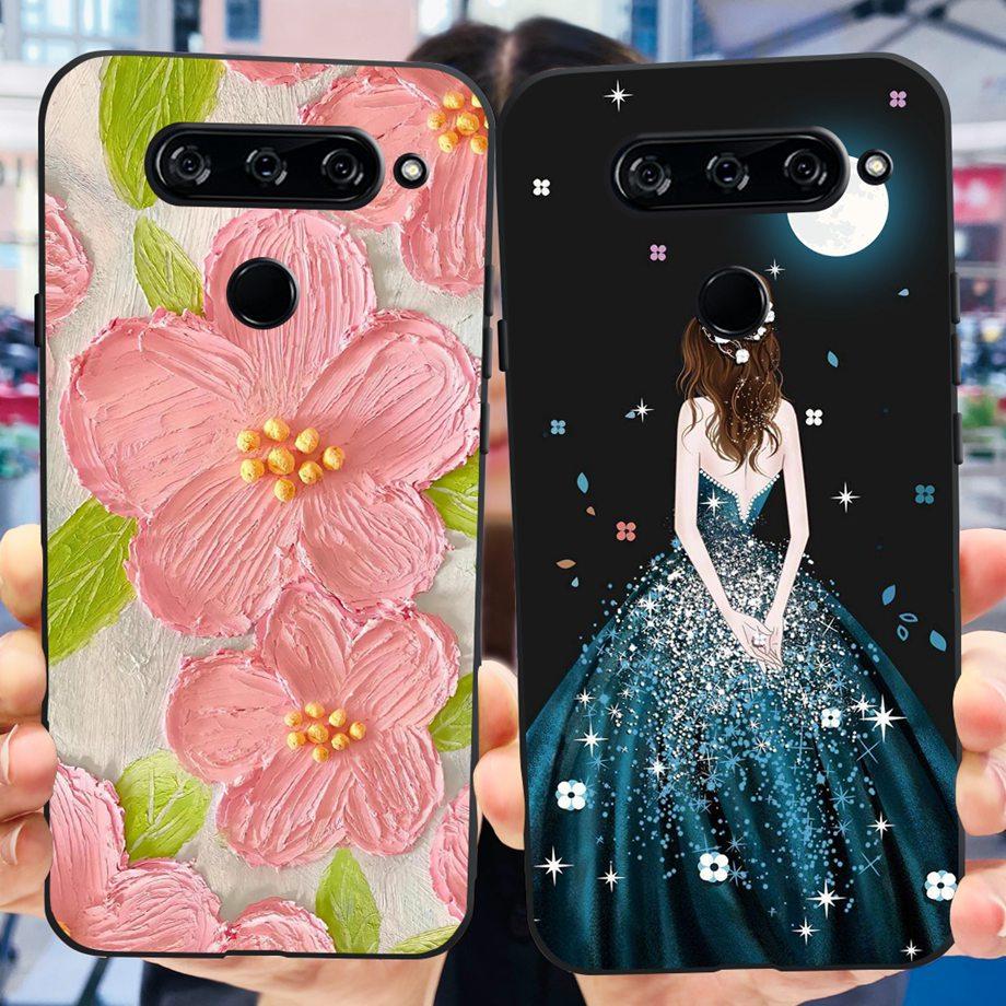 For LG V40 ThinQ Case Cover For LG V35 V35+ ThinQ Soft TPU Silicone Cases Fashion Flower Cute Pattern Funda For LGV40 ThinQ Capa