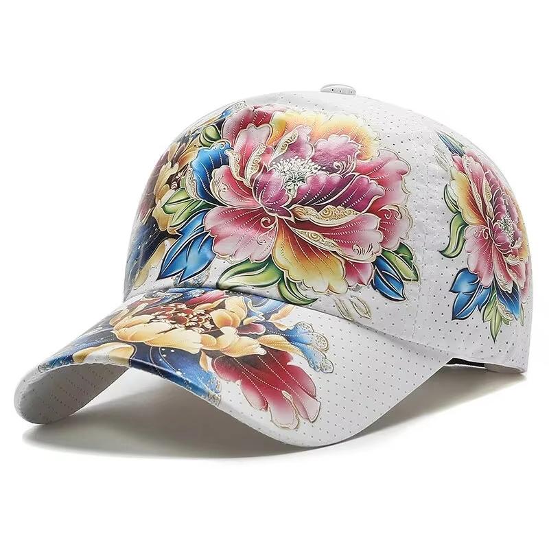 Summer quick-drying baseball cap, floral sun hats for men and women, Chinese-style printed floral sun hats, outdoor hats