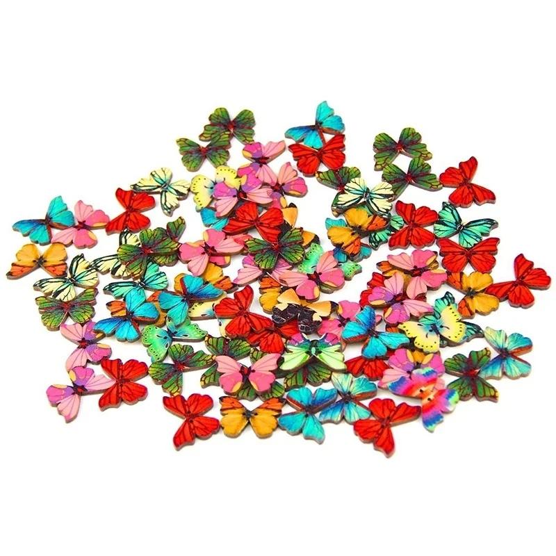 

50 Pieces Butterfly Creative Buttons Mixed Buttons Scrapbooking Wooden Snaps Sewing Home Items антична латунь кольору