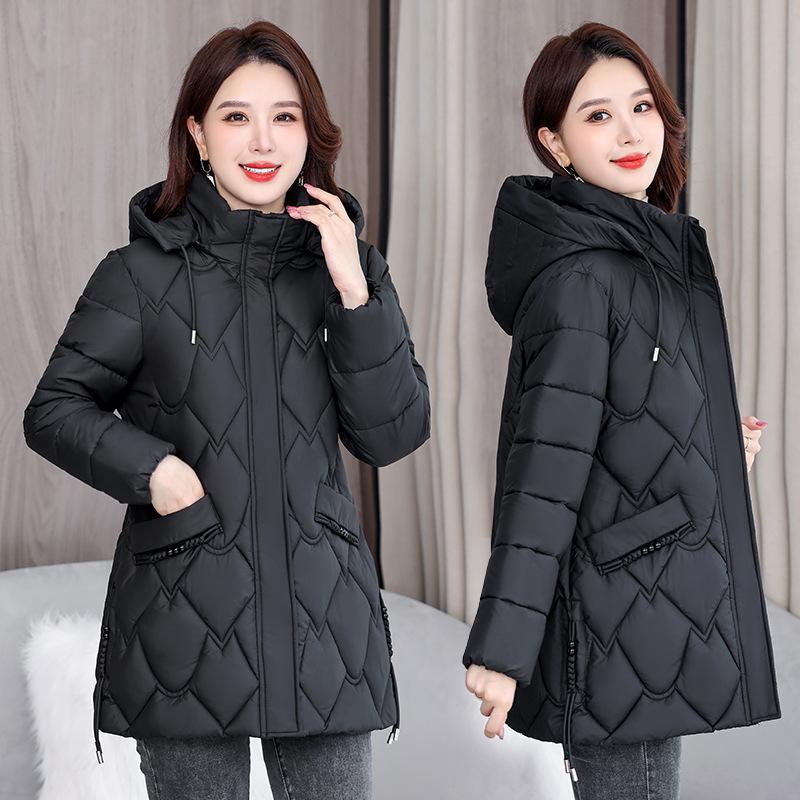 Stylish and Thick Winter Down Cotton Jacket for Middle-Aged and Elderly Women, Plus Size, Short Padded Outerwear.