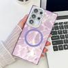 Feather Pattern Samsung S25ultra Suitable for S24plus Magnetic Phone Case A56 Electroplated Flash Powder Lens Film