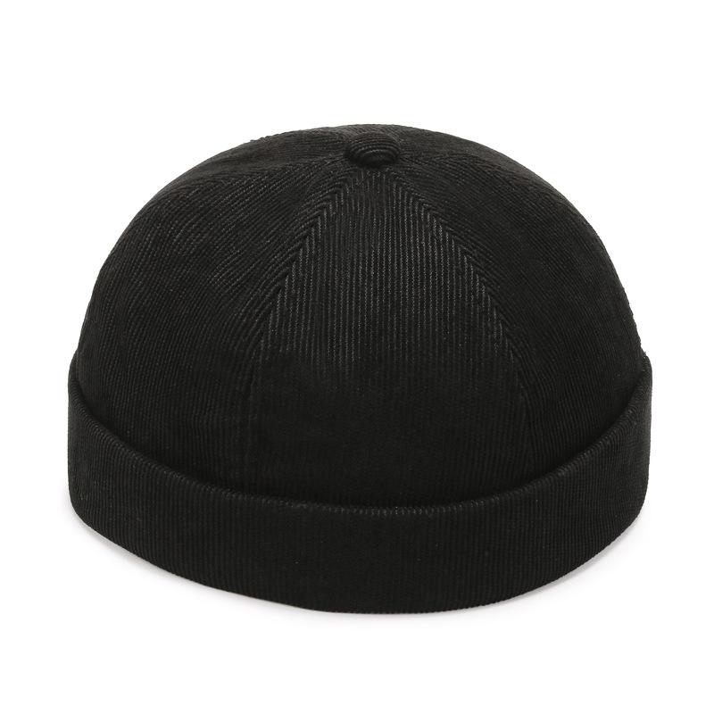 Winter Autumn Corduroy Beanie Hats Solid Color Landlord Hat Streetwear Hip Hop Brimless Hat Adjustable Docker Cap Wholesale