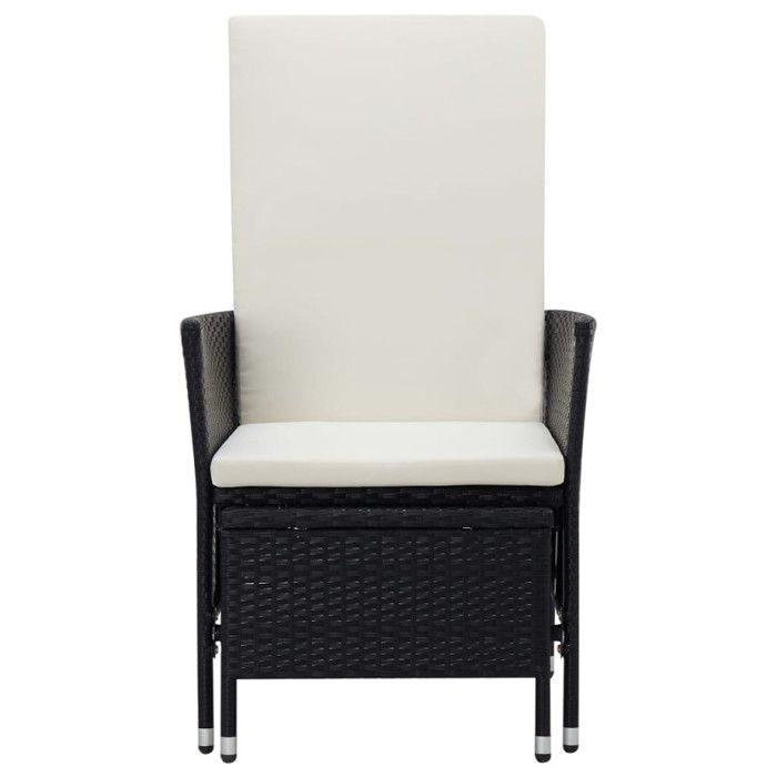 Transat et table basse en résine tressée - Noir - 62 x 131 x 106 cm