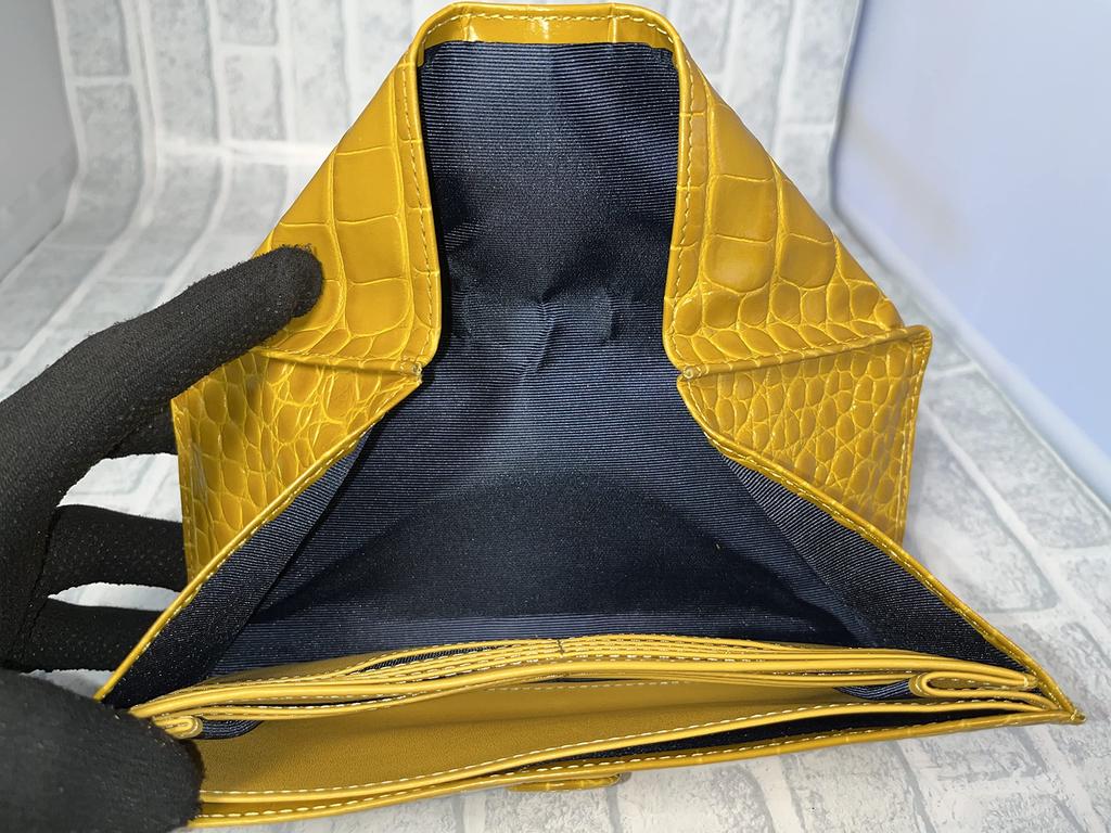 Langes Portemonnaie aus echtem italienischem Rindsleder mit Krokodilprägung. PS-TT42LW8 (Senfgelb). Unisex.