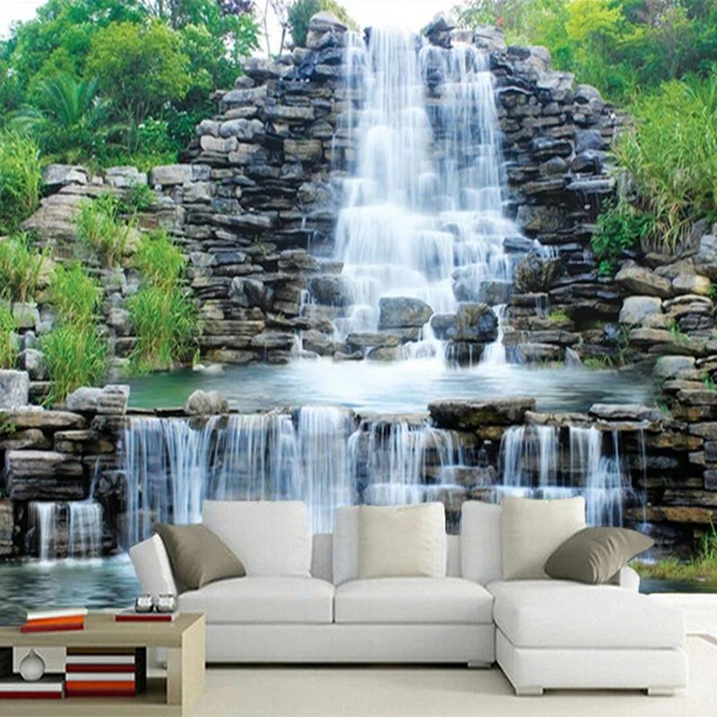 3D Fototapete Natur Wandbild Wasserfälle Ländlicher Stil 3D Wandpapiere Wohnzimmer Sofa Hintergrund Wandbilder Dekor