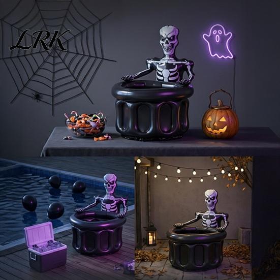 Snack And Candy Storage Bucket Inflatable Skull Ice Bucket, Halloween Party Drink Tub, Skeleton Waterproof Beer Cooler for Decor, Beverage Outdoor