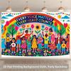 2D Multicultural Party Background, "Every Voice Matters" Rainbow Flower and Kids Decor Banner