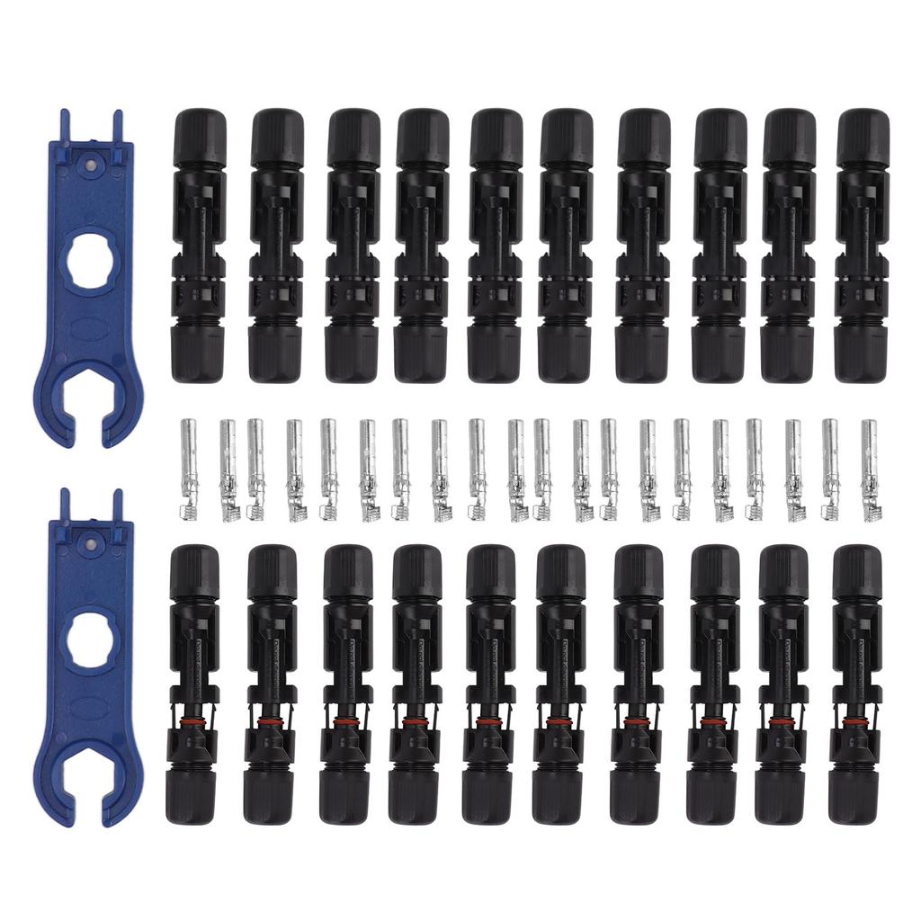 Solar Connectors with 10 Pairs Male Female Plug Spanners Waterproof Flame Retardant Solar Panel