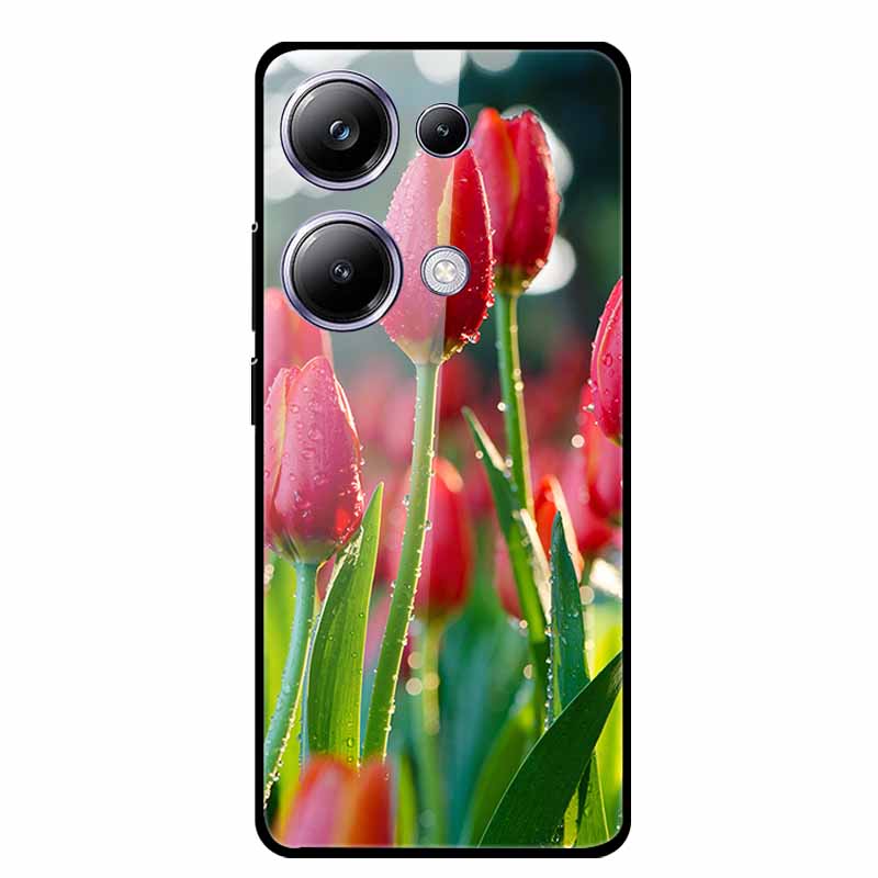 Glass Back Cover For Poco M6 Pro 4G Case M 6 M6Pro Hard Tempered Glass Case For Xiaomi Redmi Note 13 Pro Phone Case Soft Bumper
