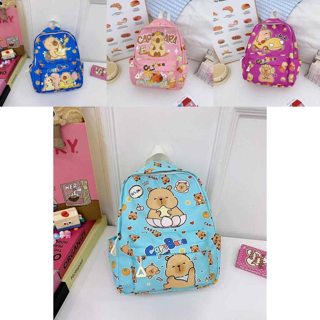 Childrens Cute School Bag With Cartoon Capybara Print And Wearresistant Material For Preschoolers