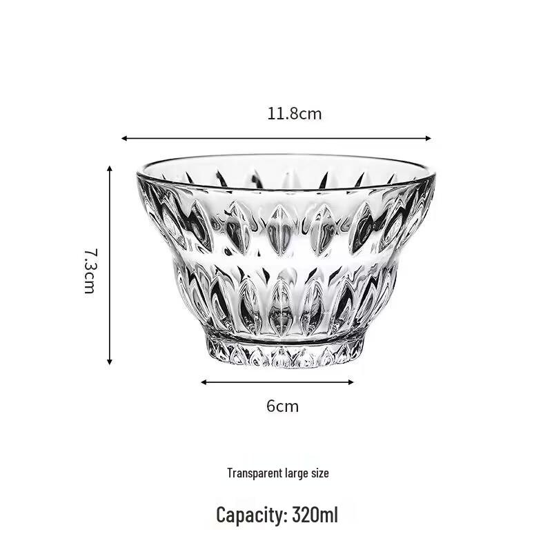 Yujing Engraved Crystal Glass Dessert Bowl - Retro Design for Oatmeal, Fruit, and Ice Cream