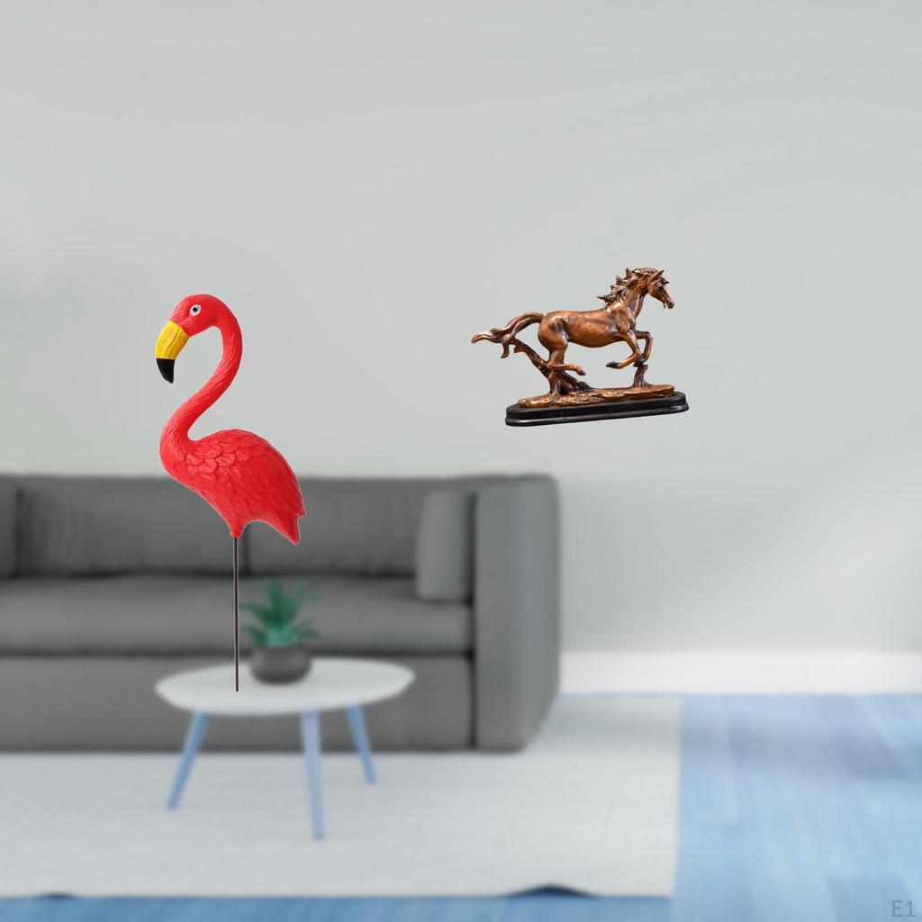 Bird Statue Figurine Yard Art Ornament Flamingo Garden Stake Sculpture for Holiday Spring Horse