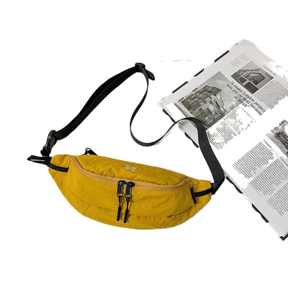 

Нейлоновая спортивная нагрудная сумка с цветовым контрастом, мужская поясная сумка, простая сумка кроссбоди, сумка-пельмень, унисекс жёлтый